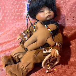 Native American Style Doll with Beaded Accessories